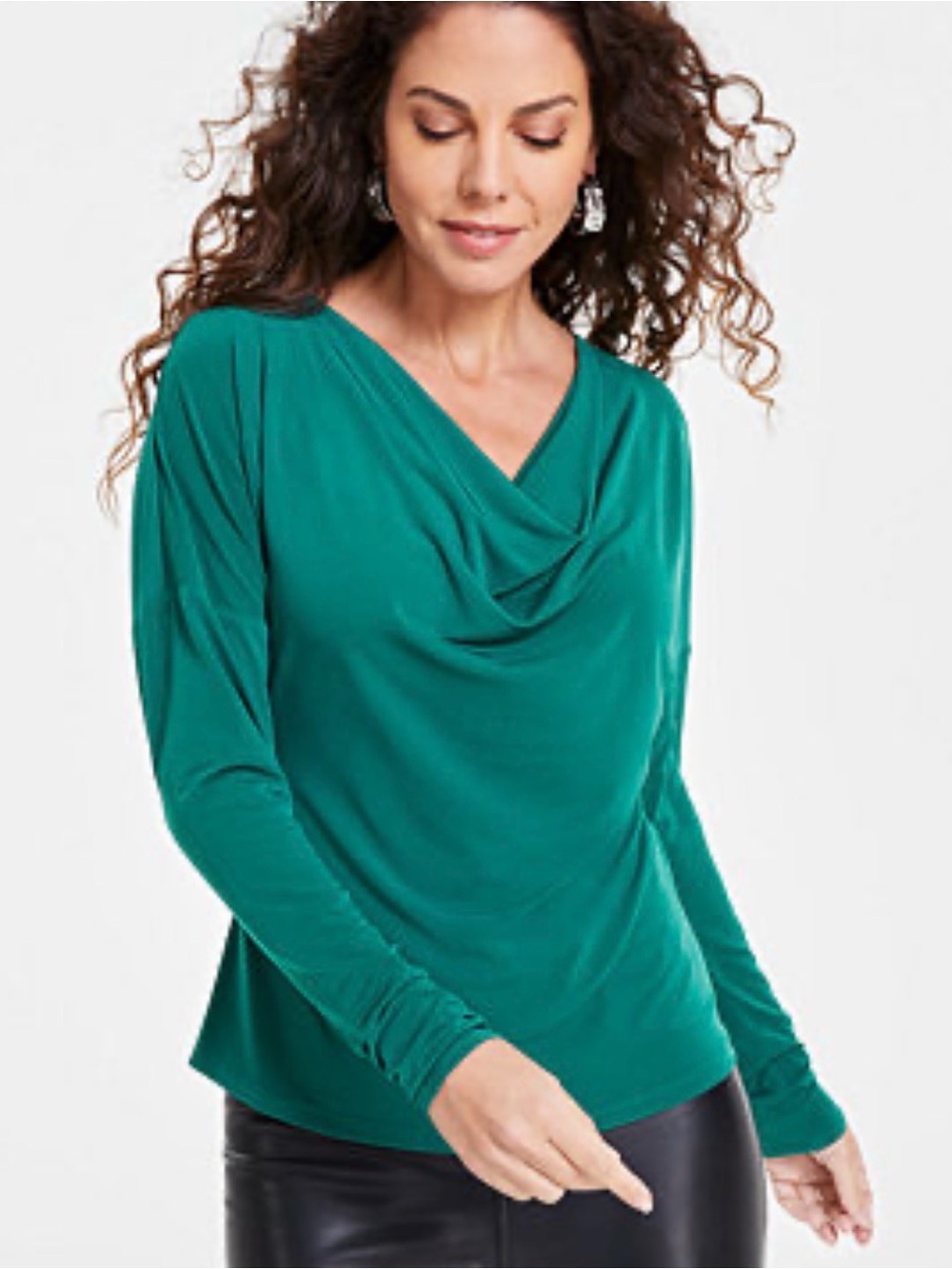 INC International Concepts Teal Draped V-Neck Blouse